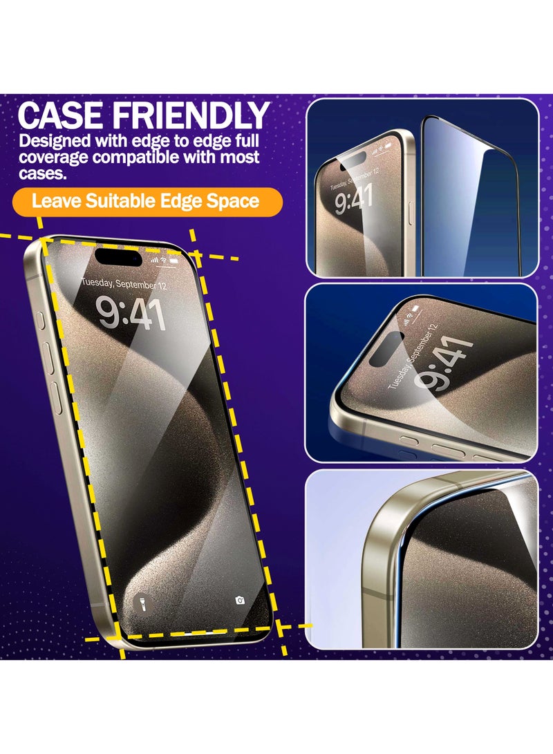 RKINC Screen Protector [2-Pack] for iPhone 15 Pro  [Automatic Installation] Tempered Glass HD [10X Military Grade Protection] Scratch-Resistant, Shatter-Proof - Image 3